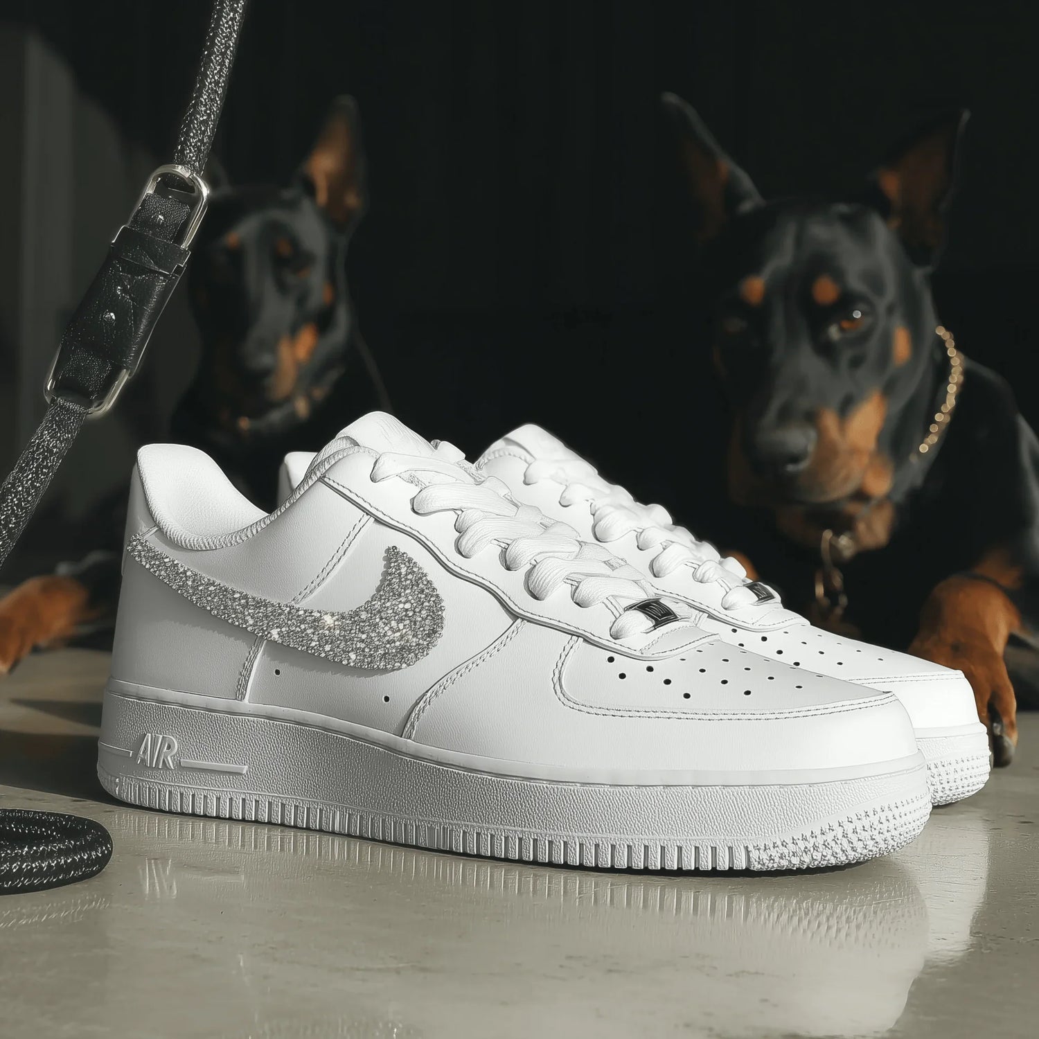 Veredelte Schuhe mit Strasssteinen