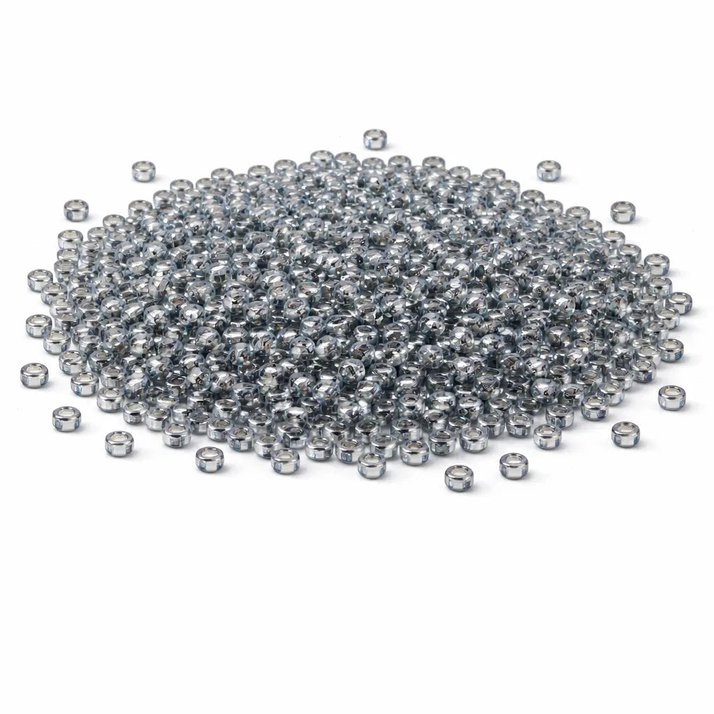 Rocailles Eisblau Silbereinzug