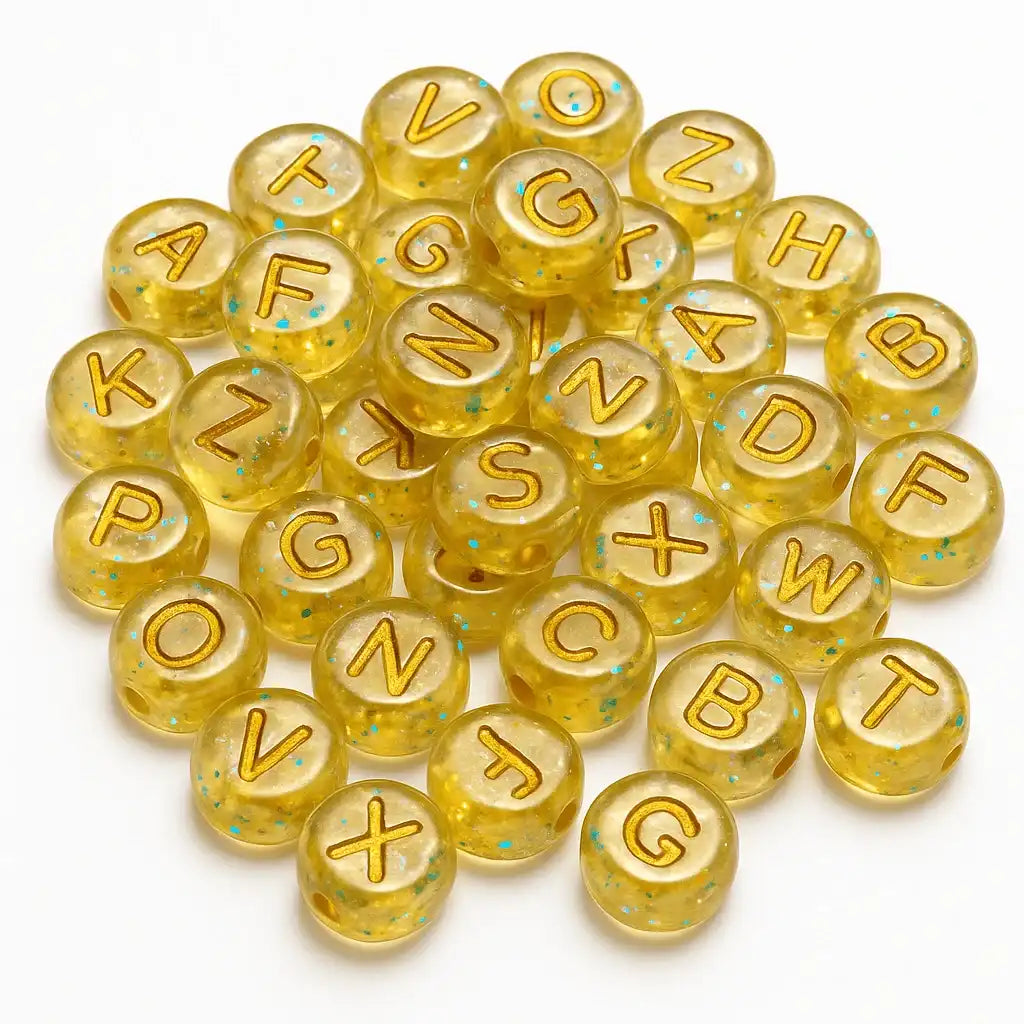 Buchstabenperlen A-Z Mix | Glitzer - Gold