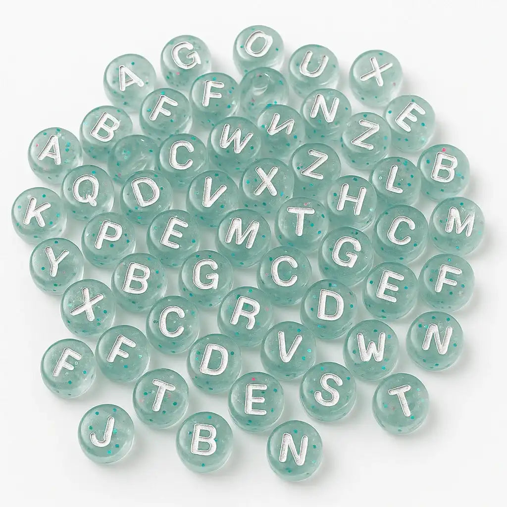 Buchstabenperlen A-Z Mix | Glitzer - Silber
