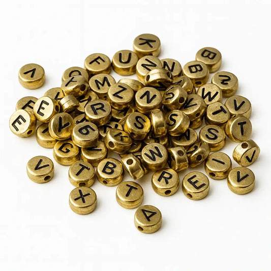 Buchstabenperlen A-Z Mix | Gold - Schwarz