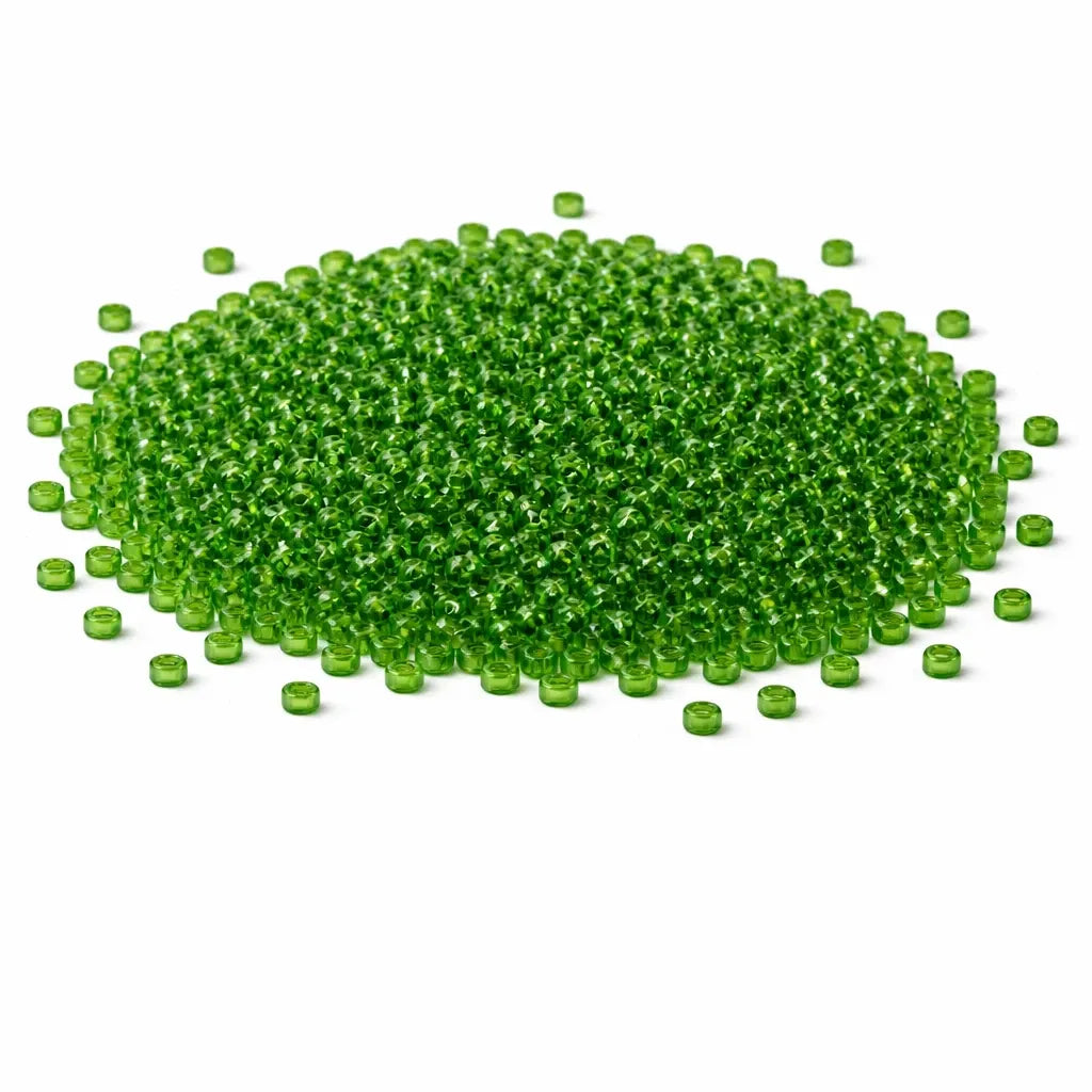 Rocailles Grasgrün Transparent