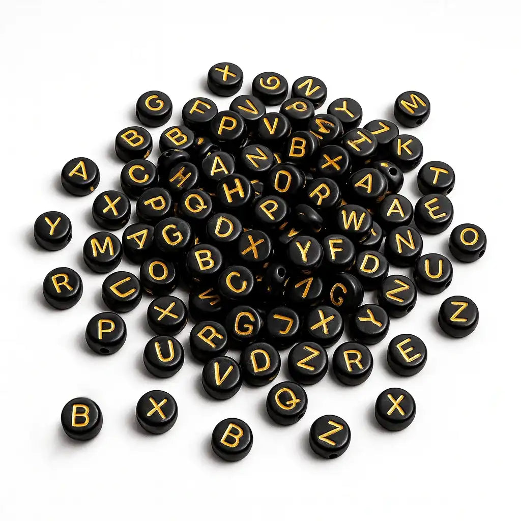 Buchstabenperlen A-Z Mix | Schwarz - Gold