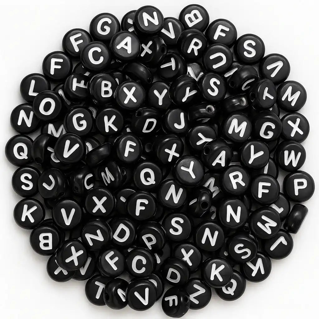Buchstabenperlen A-Z Mix | Schwarz - Weiß