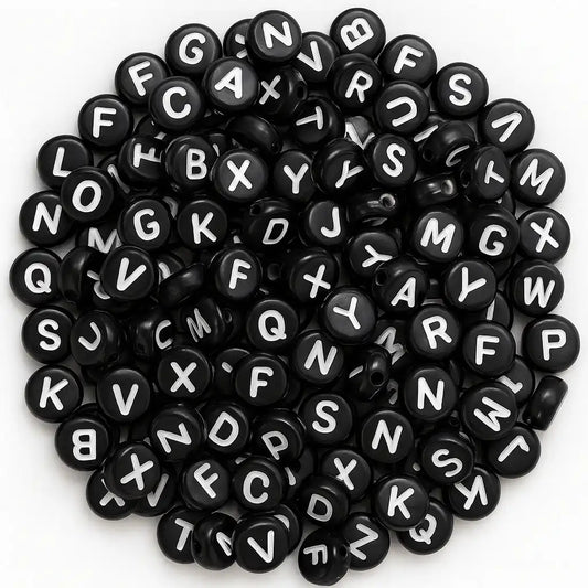 Buchstabenperlen A-Z Mix | Schwarz - Weiß