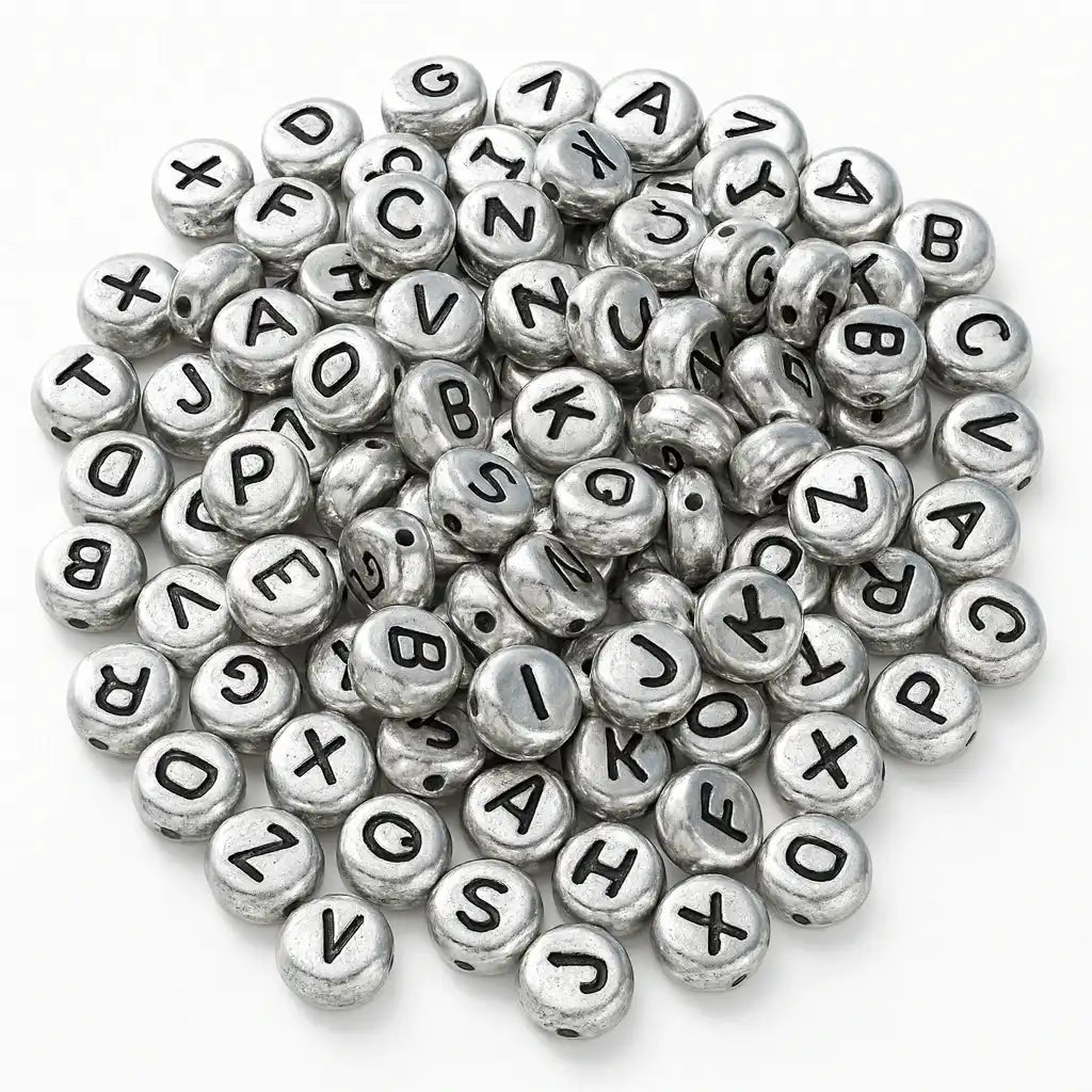 Buchstabenperlen A-Z Mix | Silber - Schwarz
