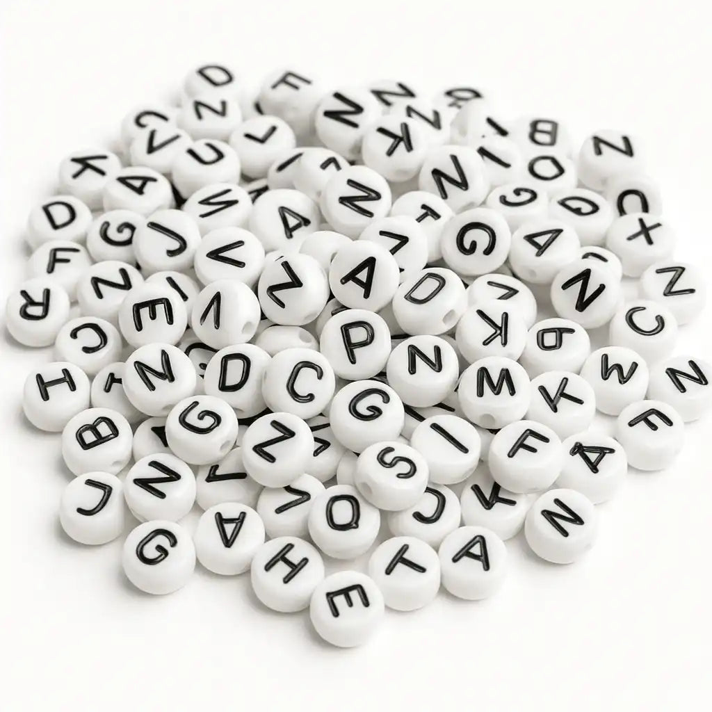 Buchstabenperlen A-Z Mix | Weiß - Schwarz