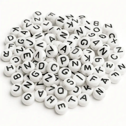 Buchstabenperlen A-Z Mix | Weiß - Schwarz