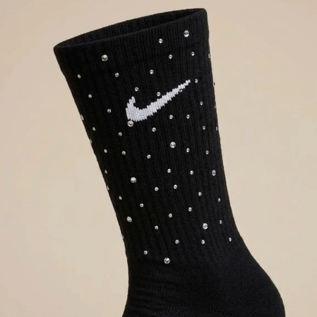 Schwarze Nike Crew Socken mit Strasssteinen