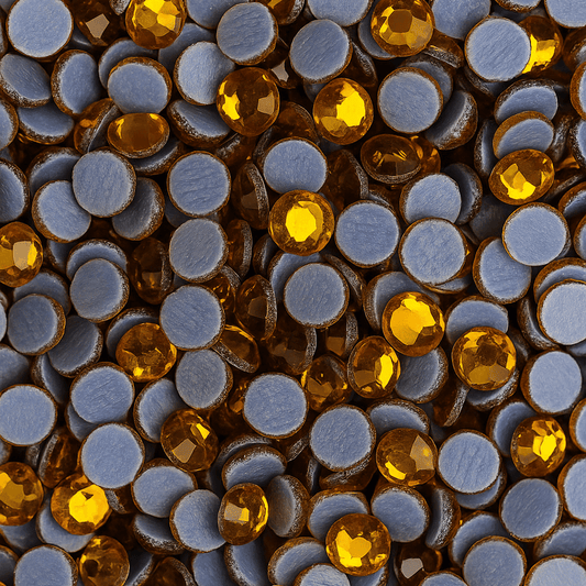 DMC Hotfix Strasssteine in Topaz – golden-gelbe Glaskristalle für Textilien & DIY